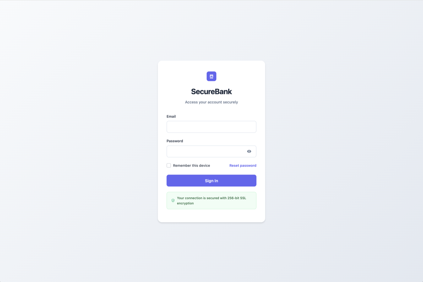 Clean Banking form preview